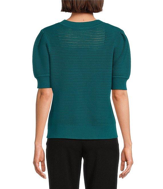 Investments Petite Size Novelty Short Sleeve Crew Neck Sweater Top Product Image