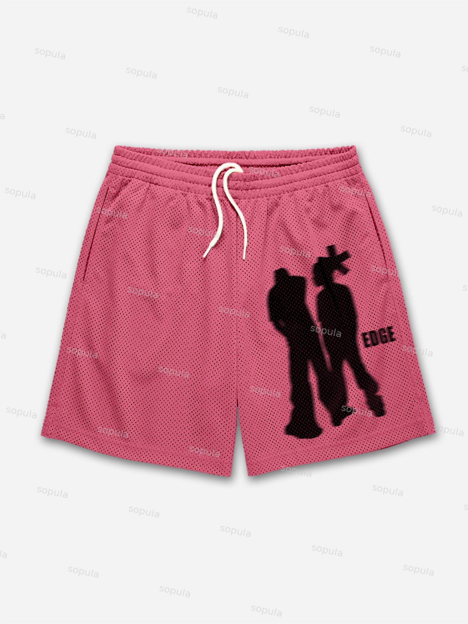 Street Portrait Edge Graphic Print Mesh Shorts Product Image