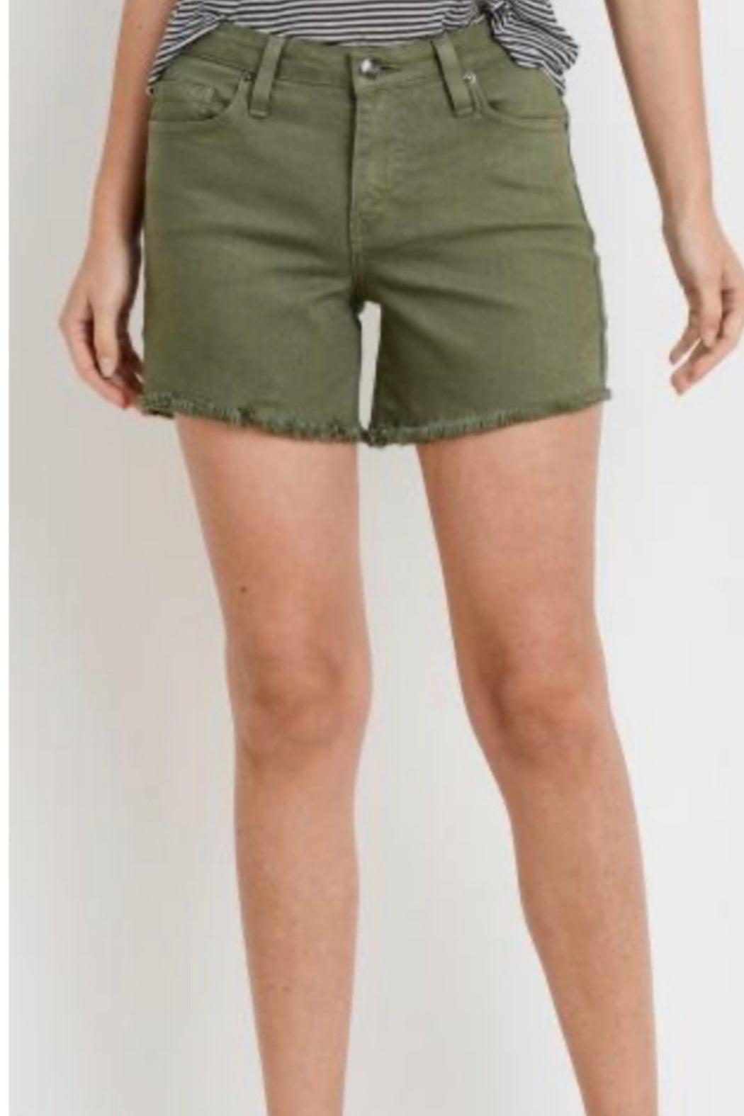Basic Denim Shorts with Unfinished Hem Product Image