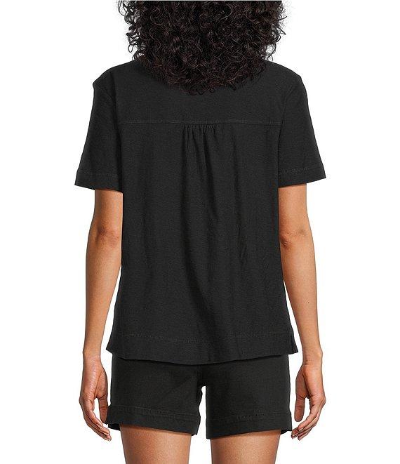 Westbound Solid Short Sleeve V-Neck Top Product Image