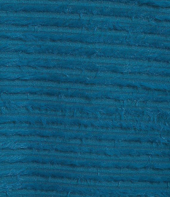 Multiples Plus Size Soft Textured Striped Plush Rib Knit Wrap Collar 3/4 Bungee Sleeve Top Product Image