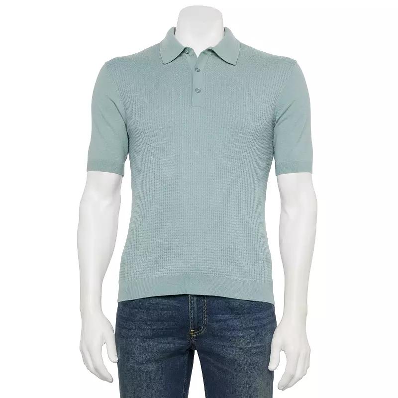 Men's Thomas Sterling Short Sleeve Sweater Polo Shirt, Size: Medium, Blue Product Image