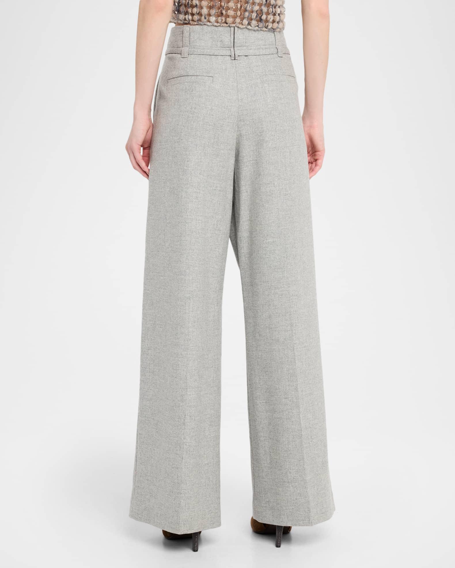 Cashmere-Wool Flannel Wide Sartorial Pants With Belt Product Image