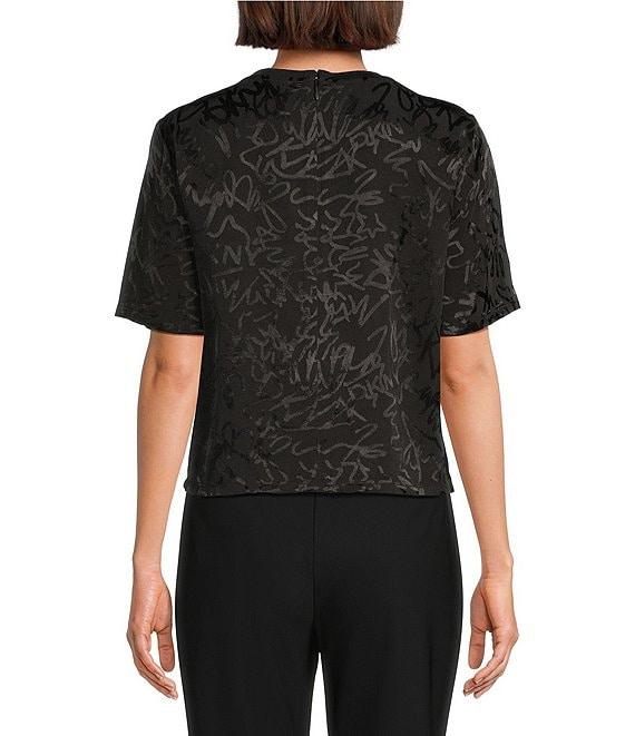 DKNY By Donna Karan Scribble Logo Scoop Neck Short Sleeve Top Product Image
