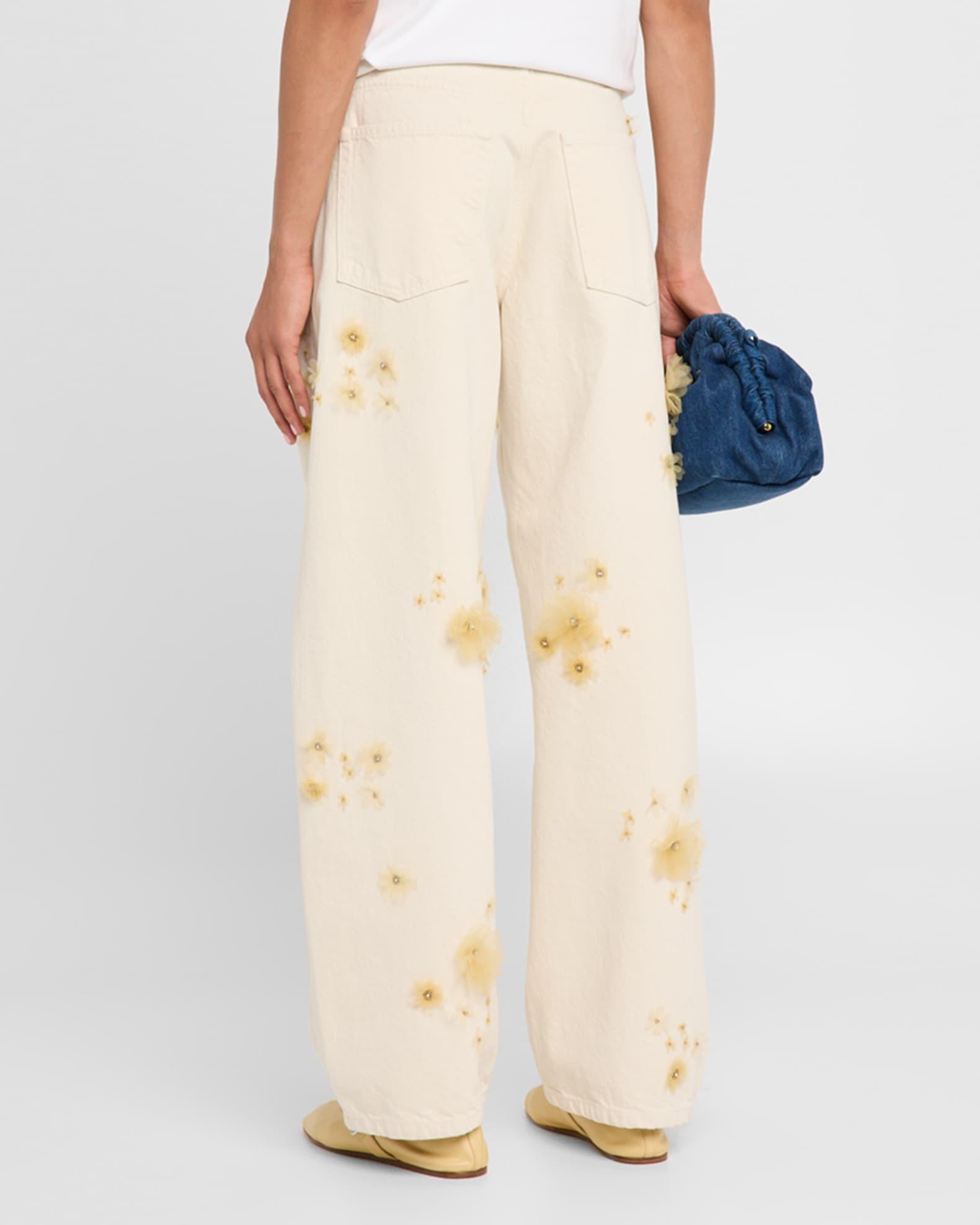 Embellished Low-Slung Barrel Jeans Product Image