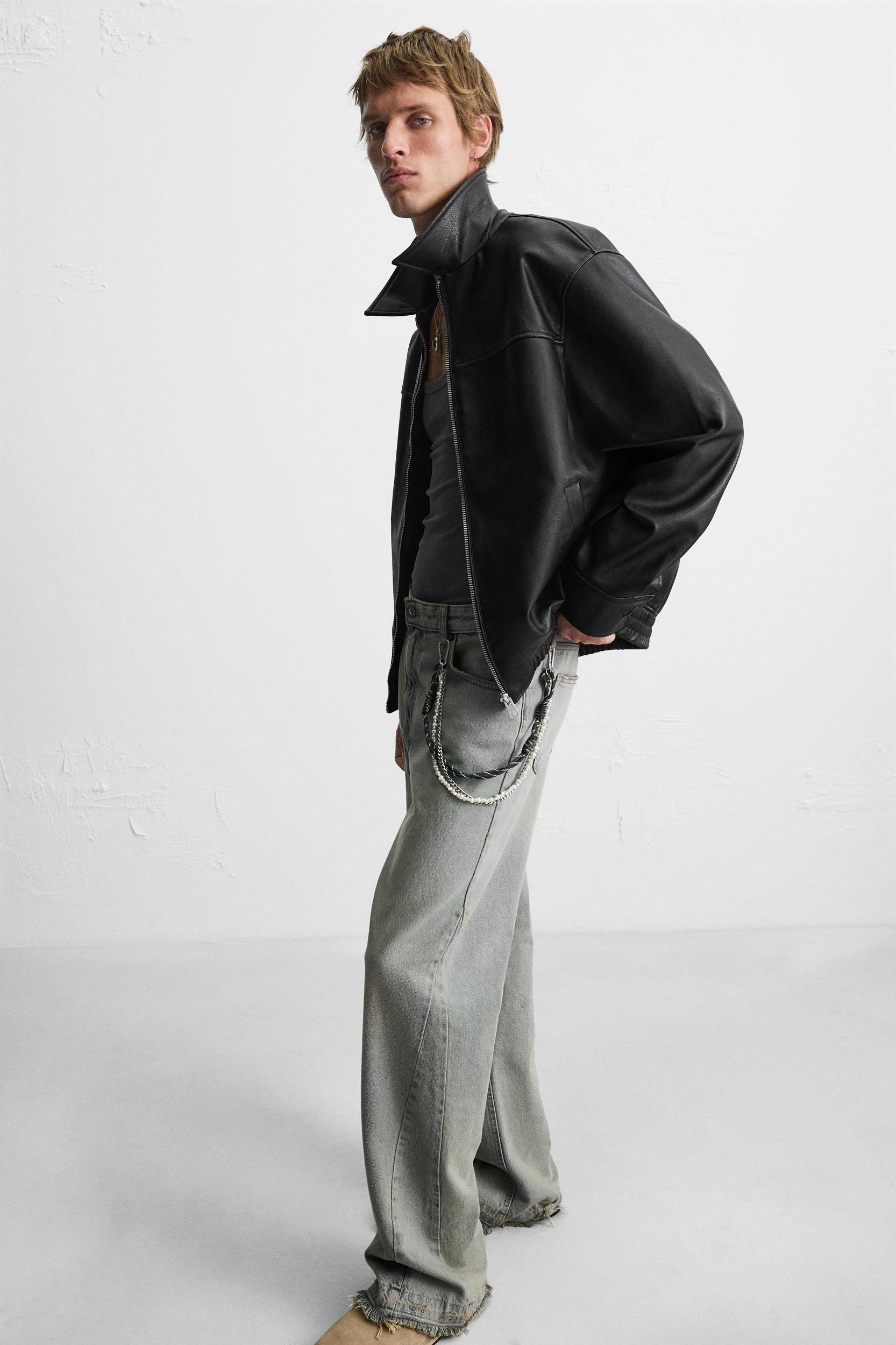 FAUX LEATHER BOMBER JACKET Product Image