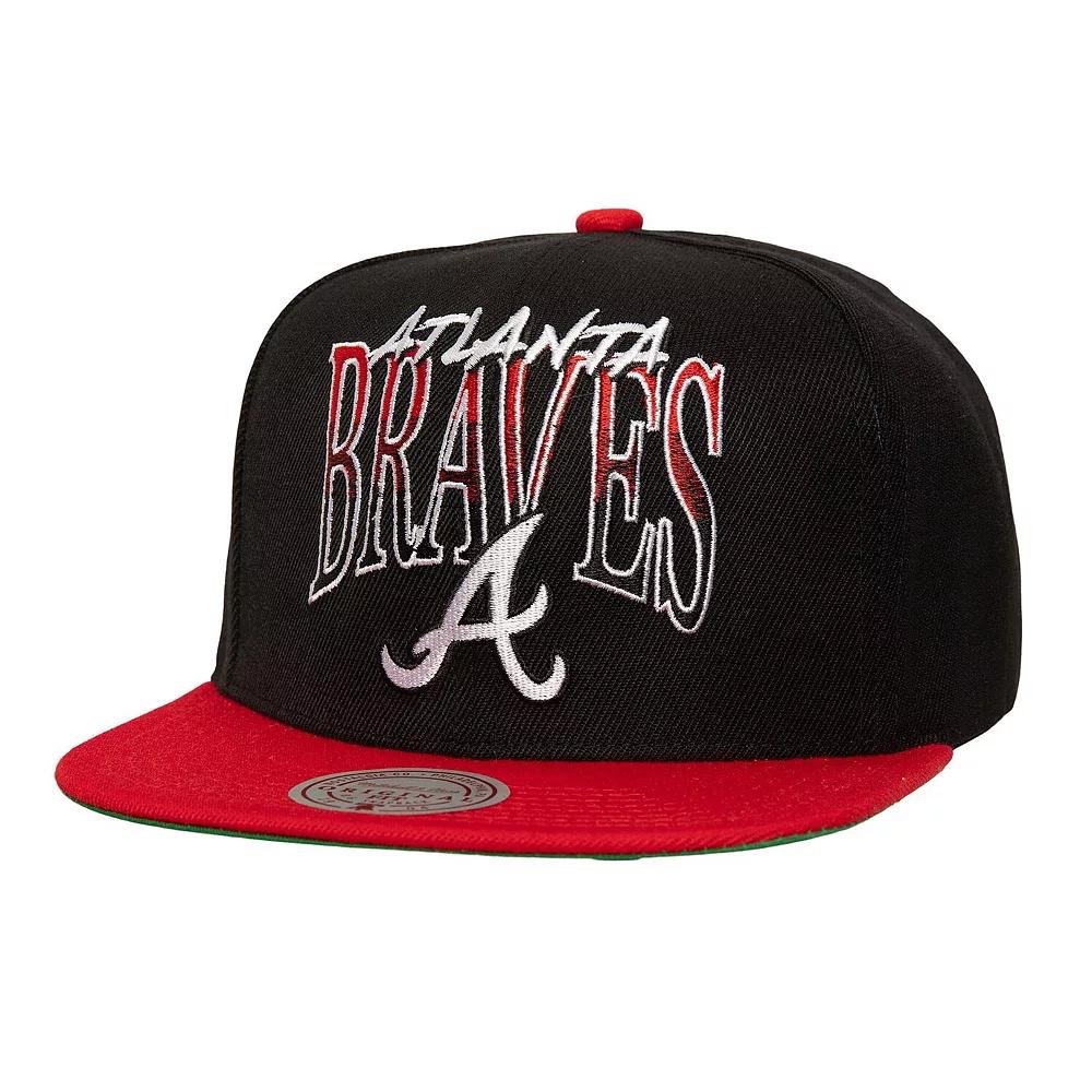Men's Mitchell & Ness Black Atlanta Braves Rise Up Snapback Hat Product Image
