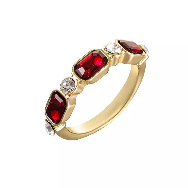 City Luxe Gold Tone Blue & Clear Crystal Ring, Women's, Size: 8, January Product Image