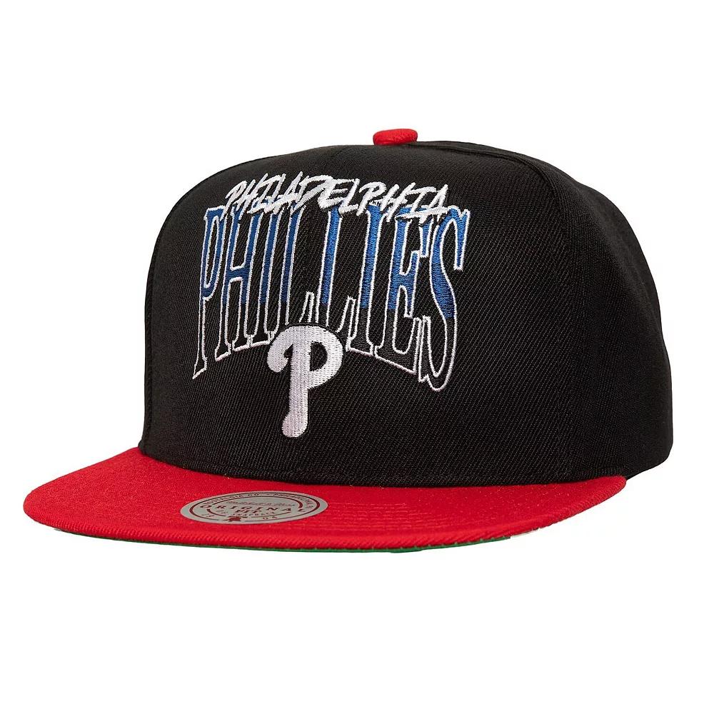 Men's Mitchell & Ness Black Philadelphia Phillies Rise Up Snapback Hat Product Image