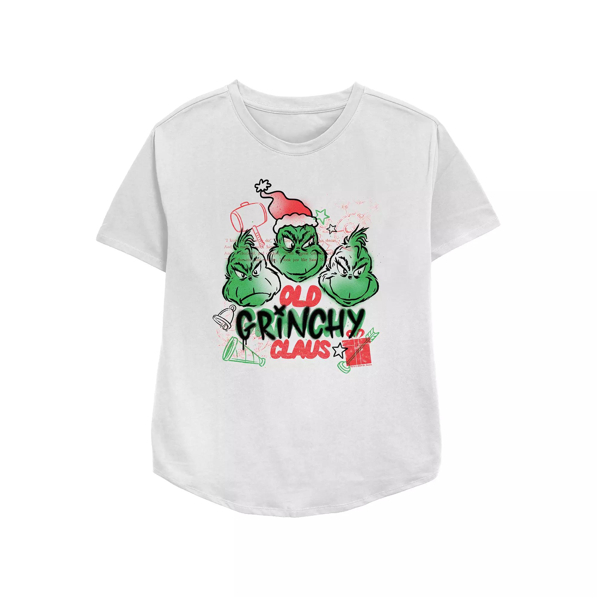 Women's Dr. Seuss Old Grinchy Claus Relaxed Fit Graphic Tee,  Product Image