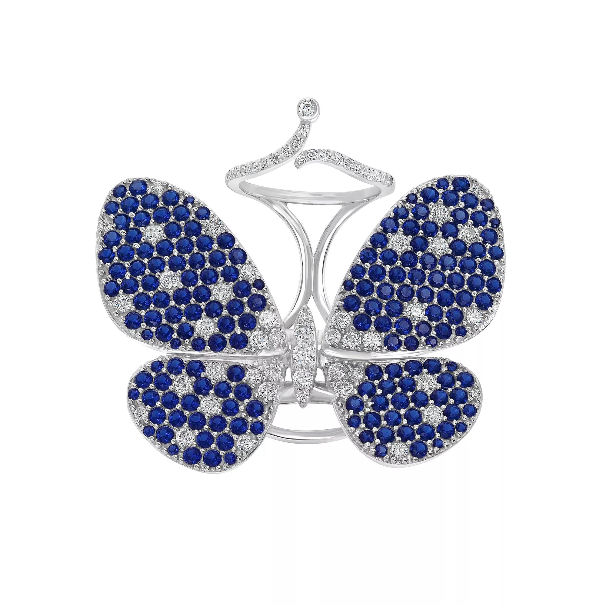 Judy Crowell Sterling Silver Cubic Zirconia Fluttering Butterfly Ring, Women's, Size: 9, Blue Product Image