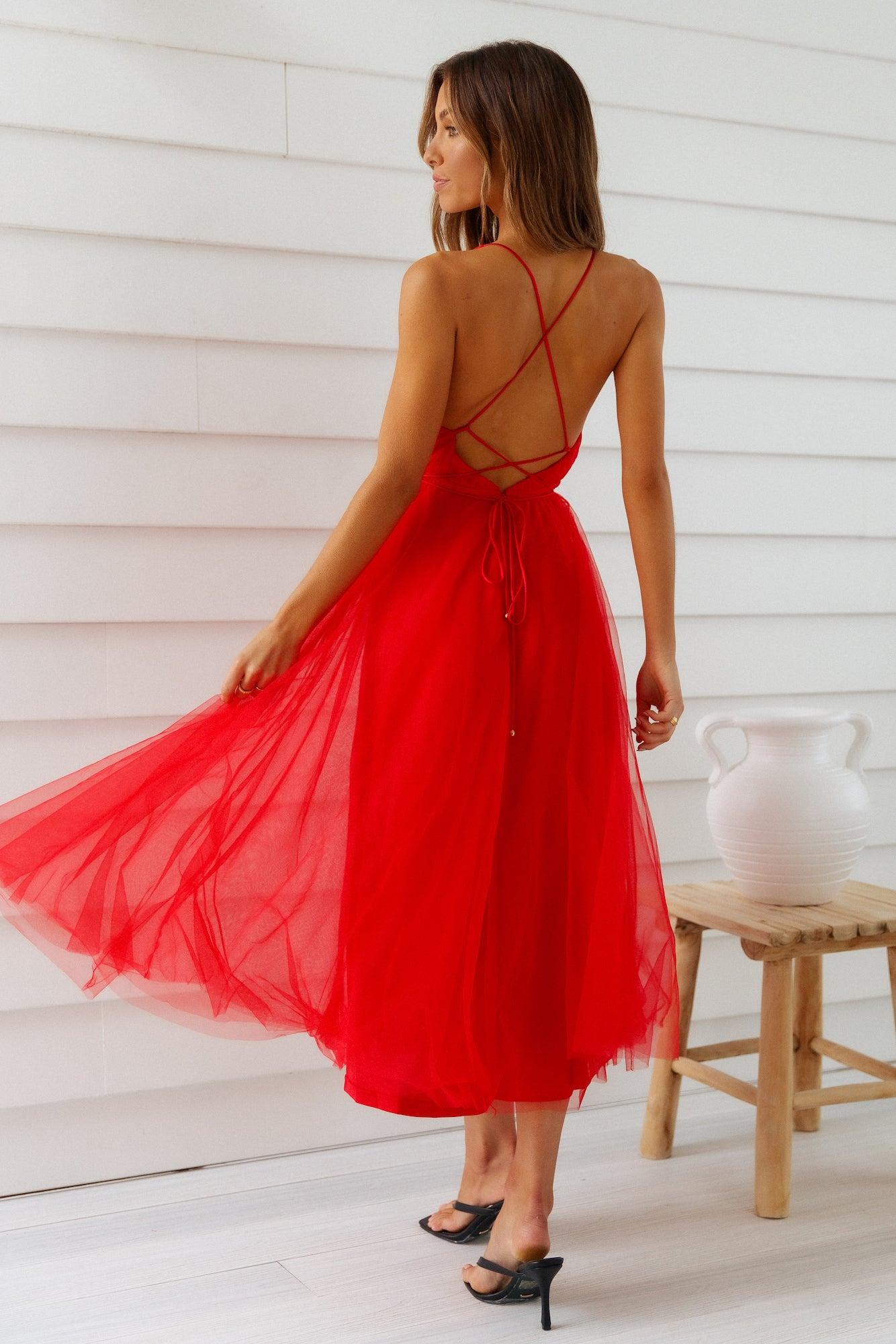 Summer Cinderella Midi Dress Red Product Image