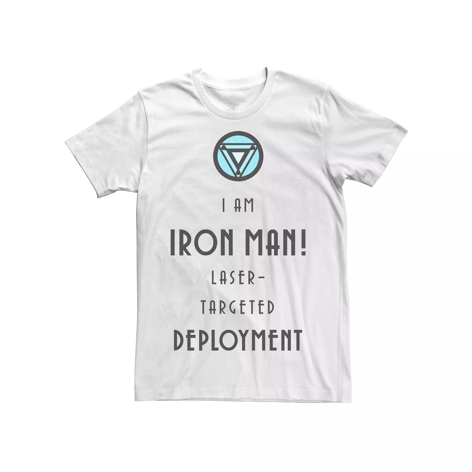 Men's Marvel Iron Man Laser-Targeted Deployment Text Tee, Size: XL, White Product Image
