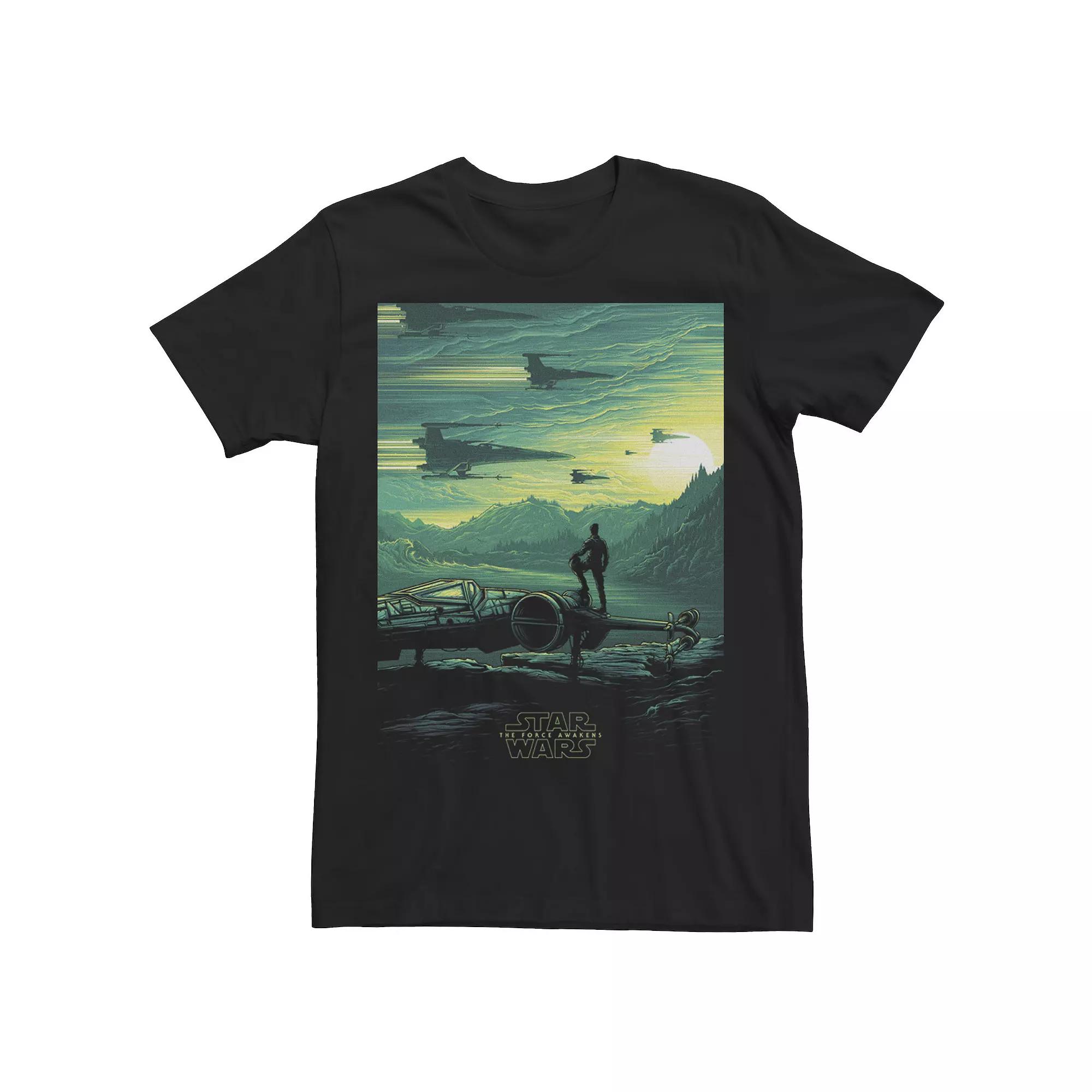 Men's Star Wars The Force Awakens Green Hue Poster Tee,  Product Image