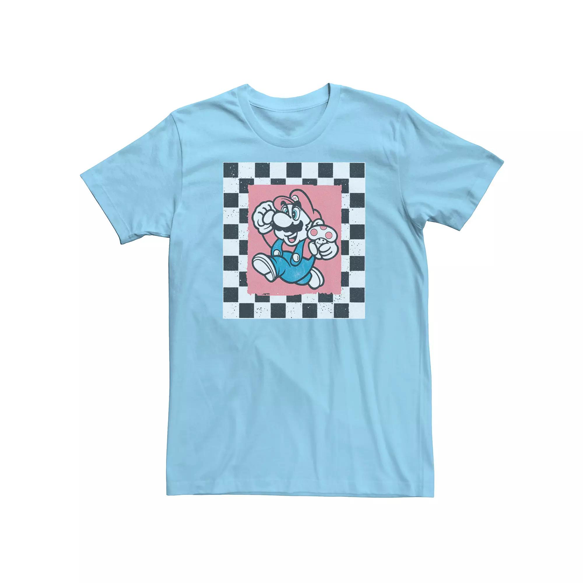Men's Nintendo Super Mario Checkered Square Portrait Tee,  Product Image