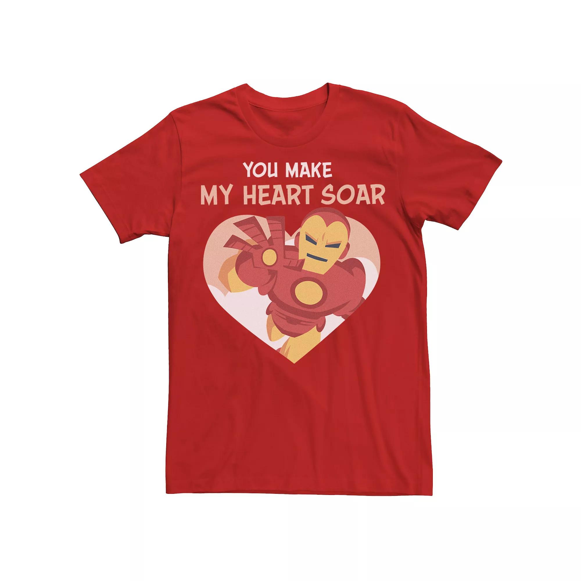 Men's Marvel Iron Man You Make My Heart Soar Valentine Card Tee,  Product Image