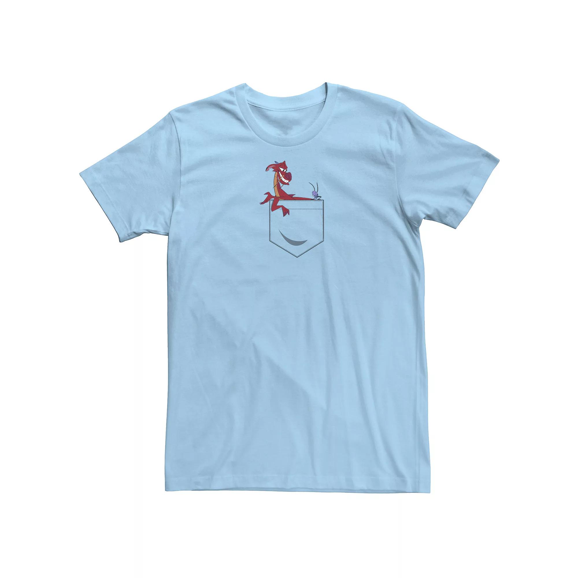 Disney's Mulan Mushu Men's Left Chest Pocket Tee, Size: Large, Light Blue Product Image