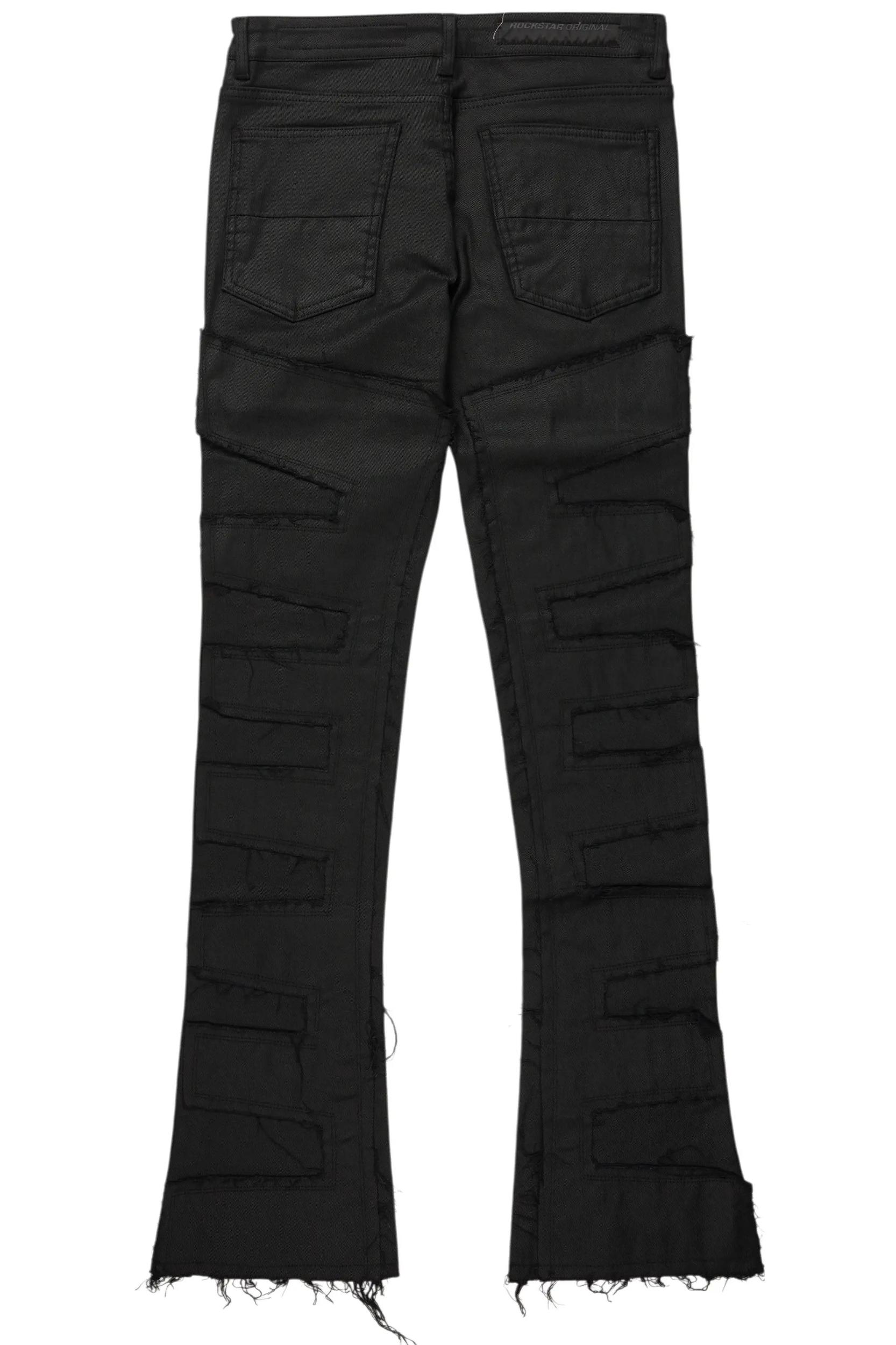 Shake Black Coated Stacked Flare Jean Male Product Image