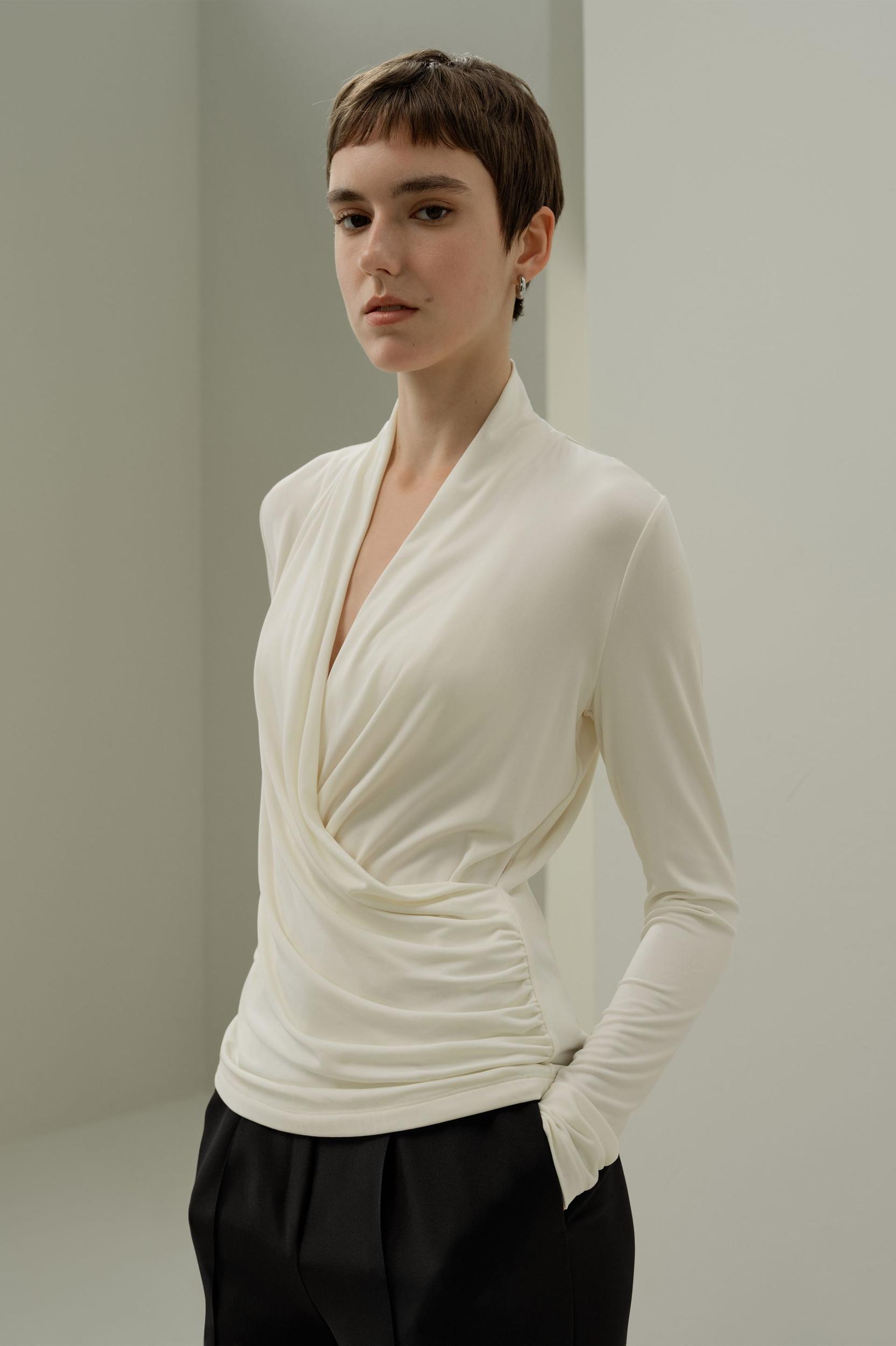 Silk Breeze Jersey Stretch Wrap Top Product Image