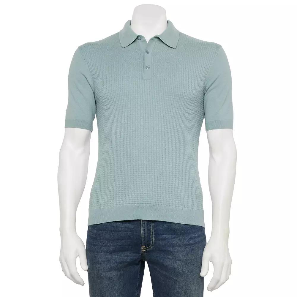 Men's Thomas Sterling Short Sleeve Sweater Polo Shirt, Size: Medium, Blue Product Image