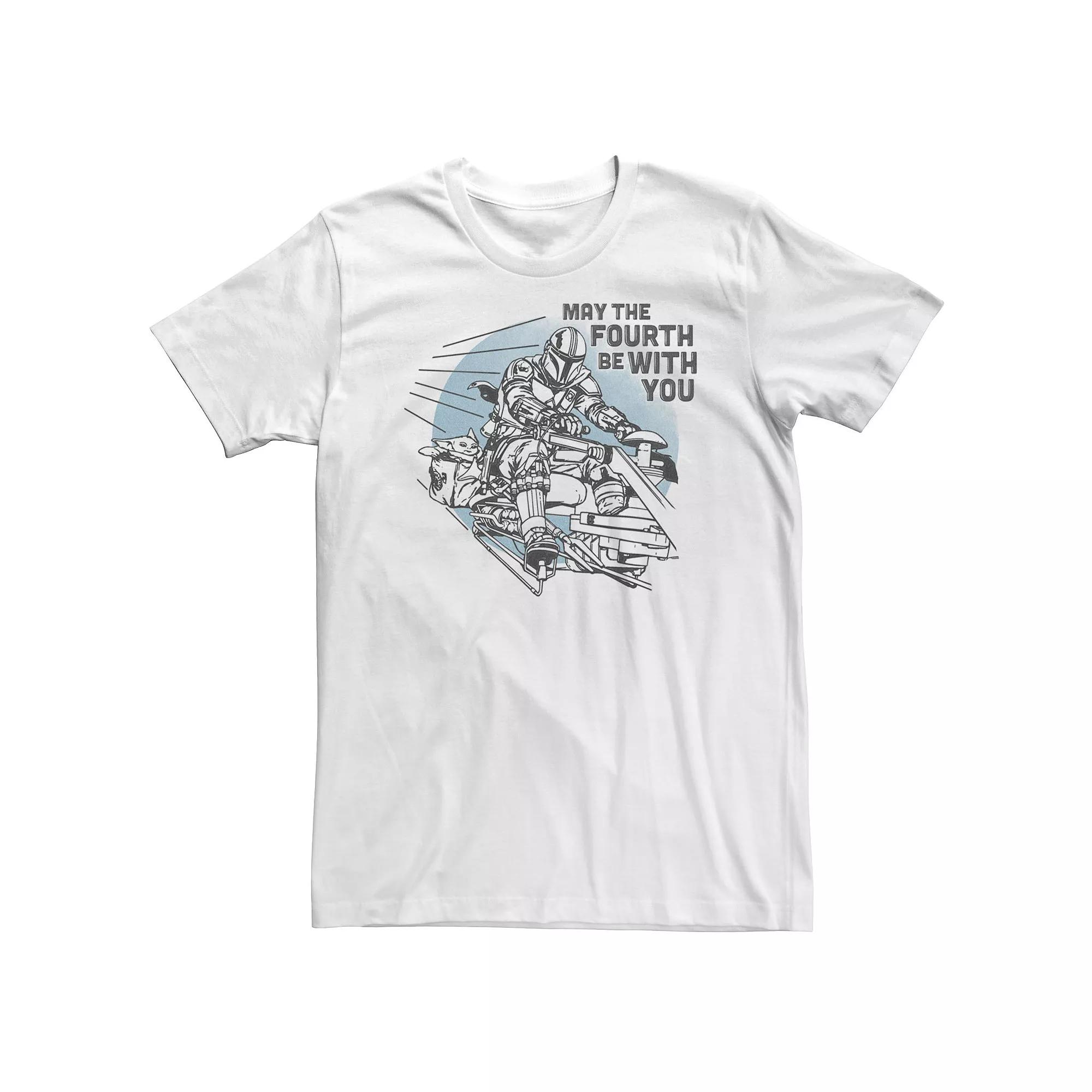 Big & Tall Star Wars: The Mandalorian "May The Fourth Be With You" Speeder Bike Line Art Tee, Men's, Size: 4XL, White Product Image