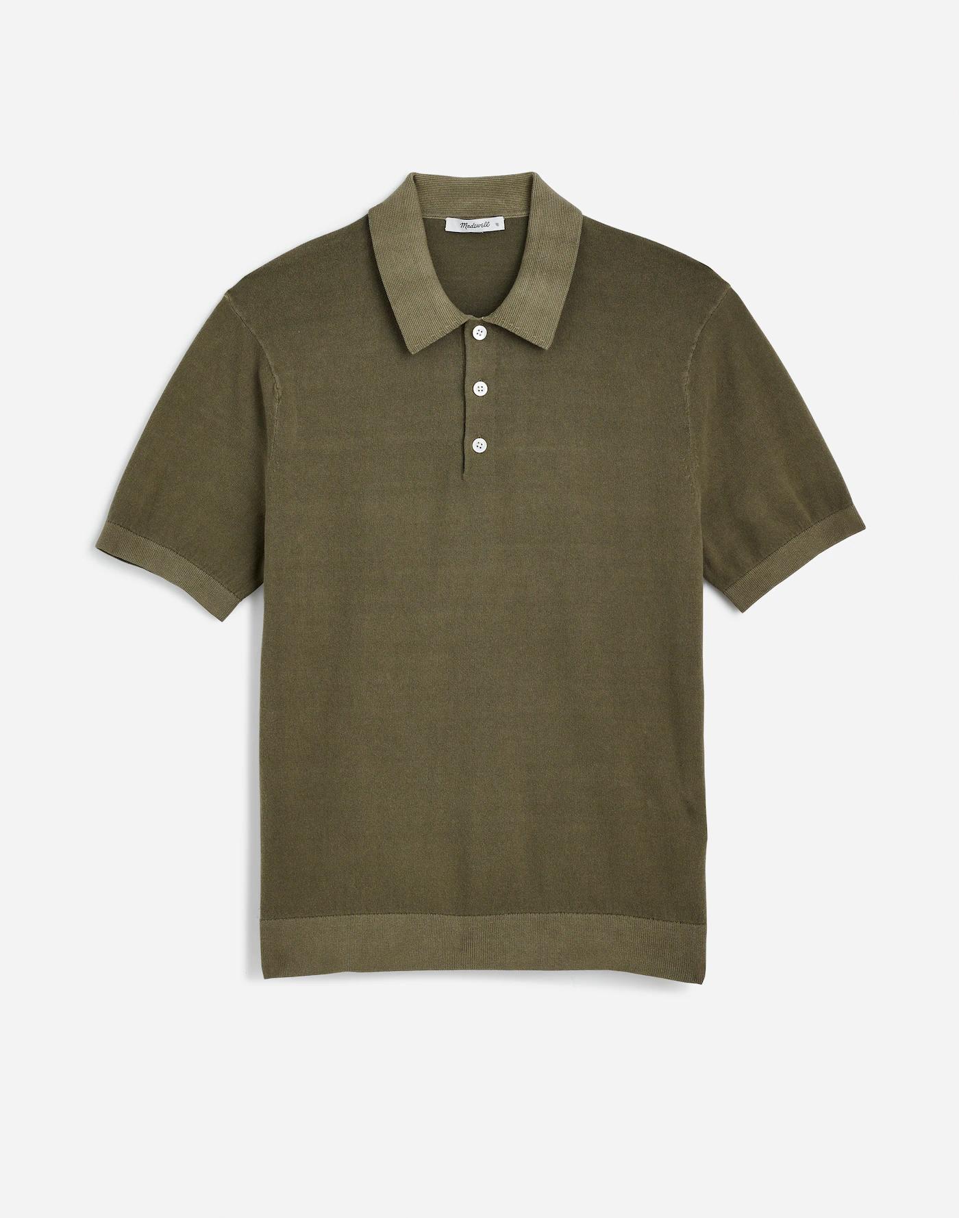 Three-Button Sweater Polo Shirt Product Image