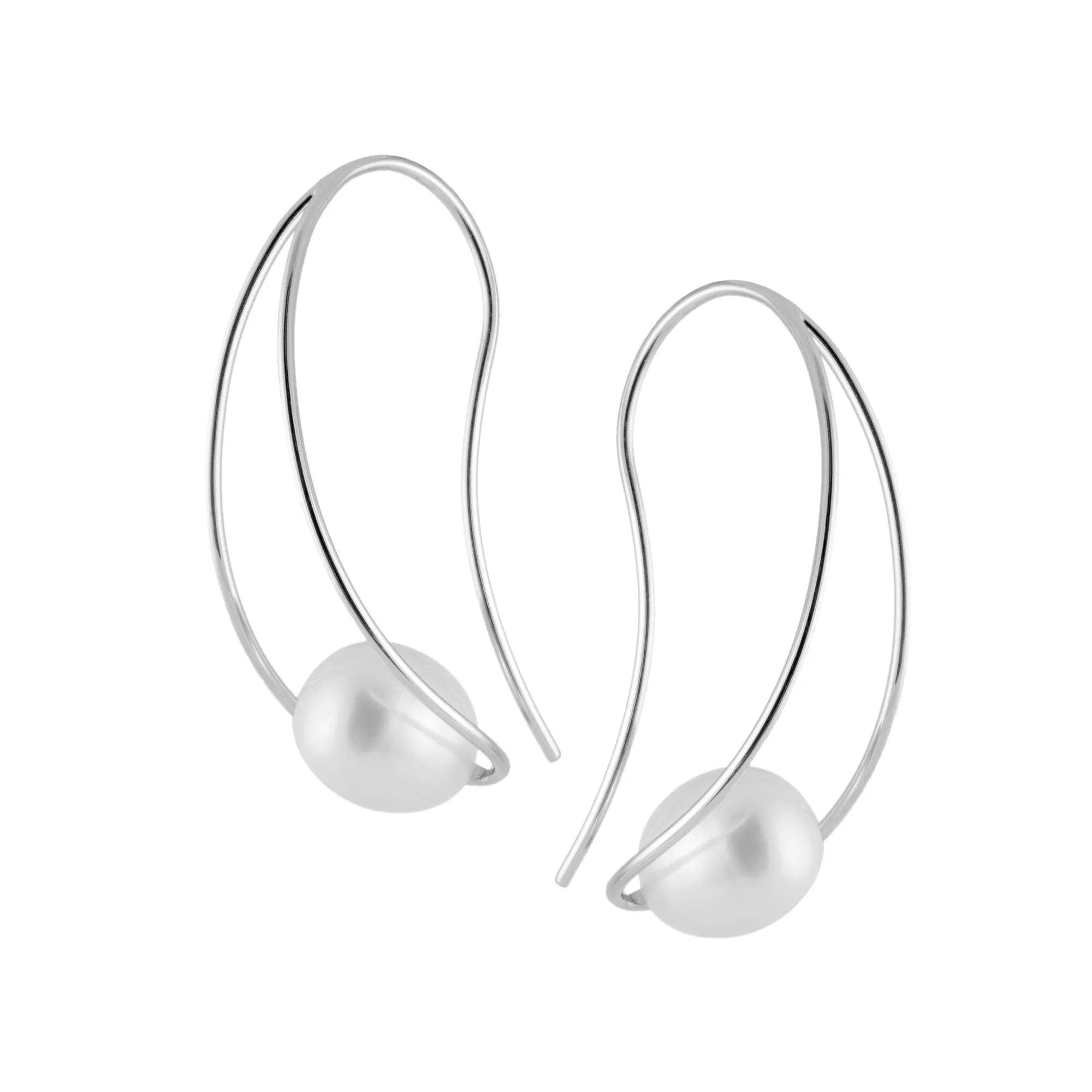 Sterling Silver Freshwater Cultured Pearl Threader Earrings, Women's Product Image