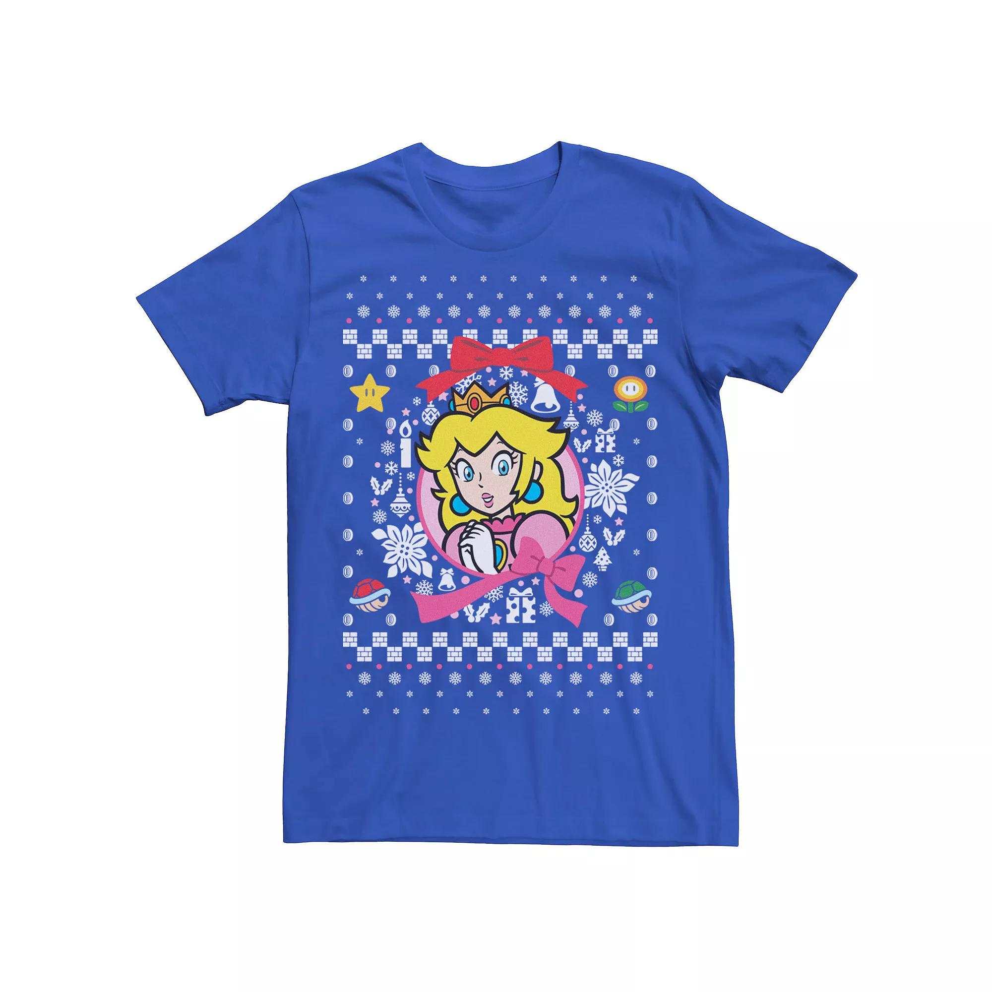 Men's Nintendo Super Mario Peach Classic Ugly Christmas Graphic Tee,  Product Image
