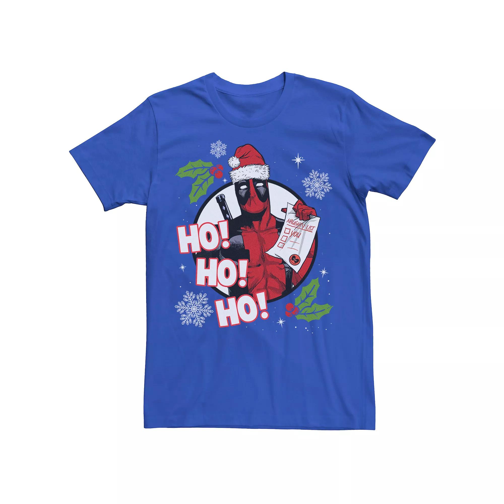Men's Marvel Deadpool Santa Naughty List Holiday Tee,  Product Image