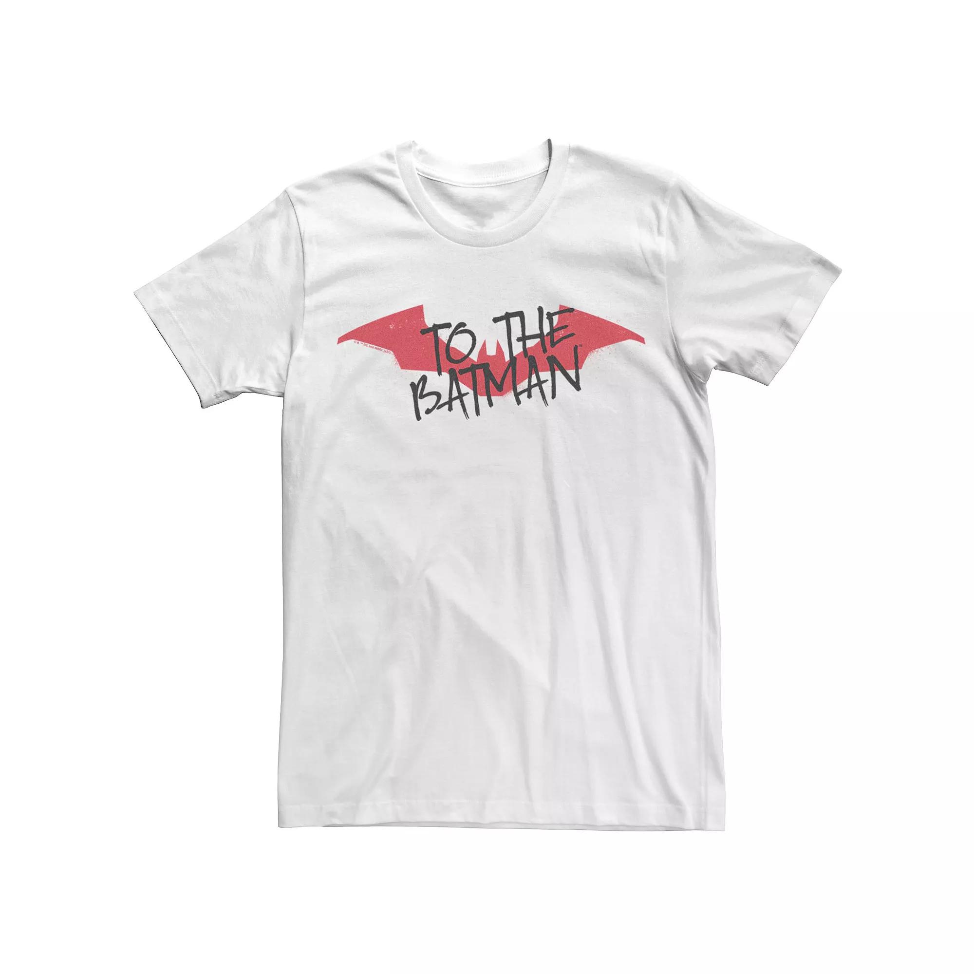 Men's DC Comics The Batman To The Batman Red Bat Logo Tee, Size: XL, White Product Image