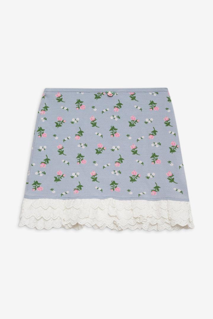 Amalia Knit Mini Skirt — Blue Product Image