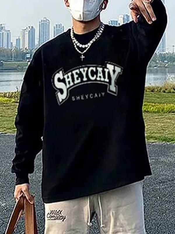 Men's Vintage Letter Print Sweatshirt Product Image