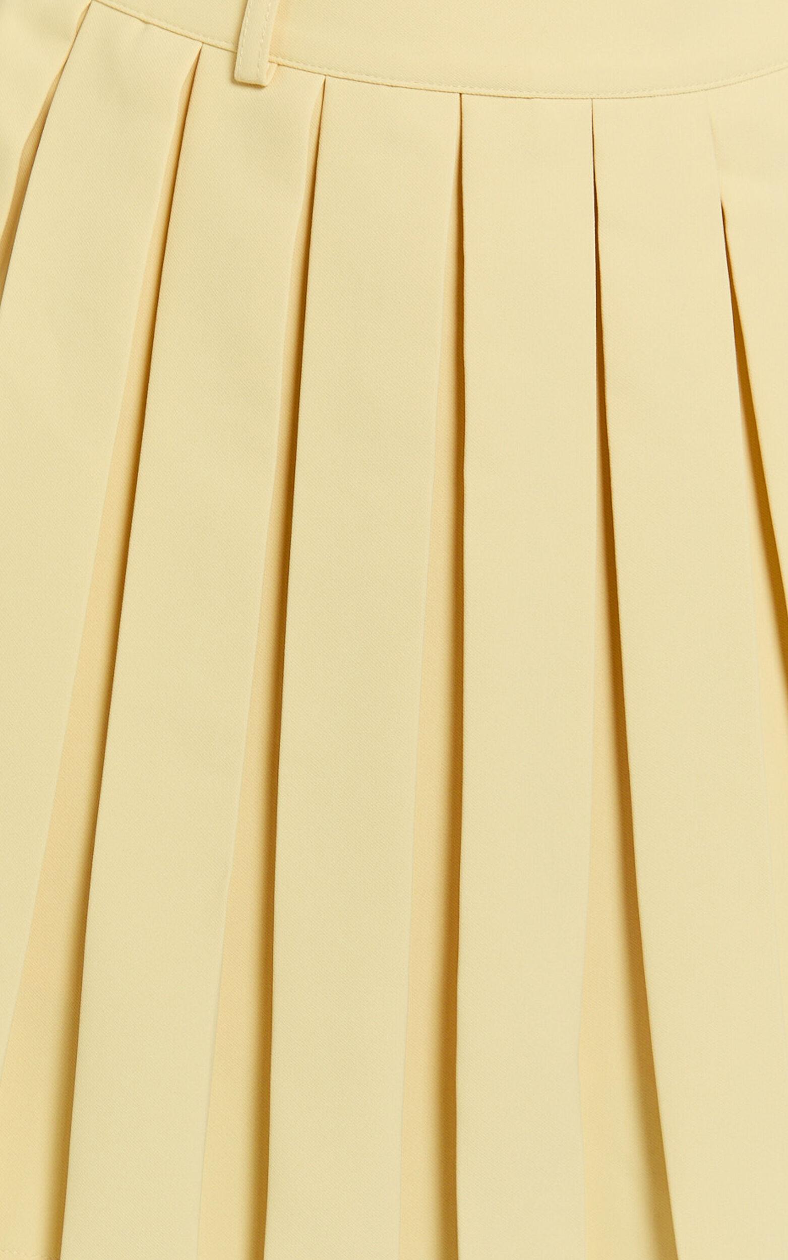 Harlee Mini Skirt - Pleated A line Skirt in Lemon Product Image