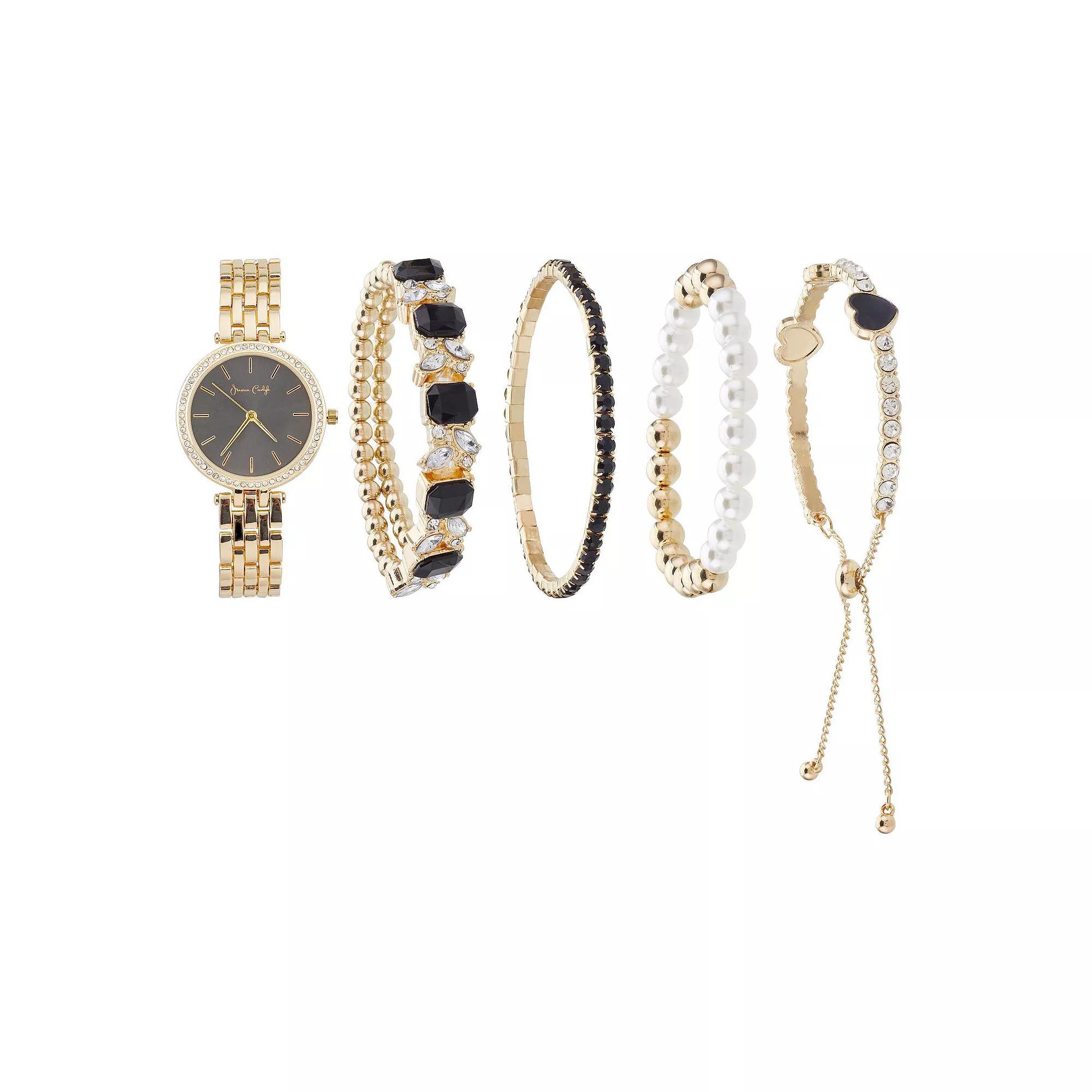 Jessica Carlyle Gold-Tone Watch & Bracelet Set with Crystal Accents & Simulated Pearls, Women's, Size: Medium Product Image