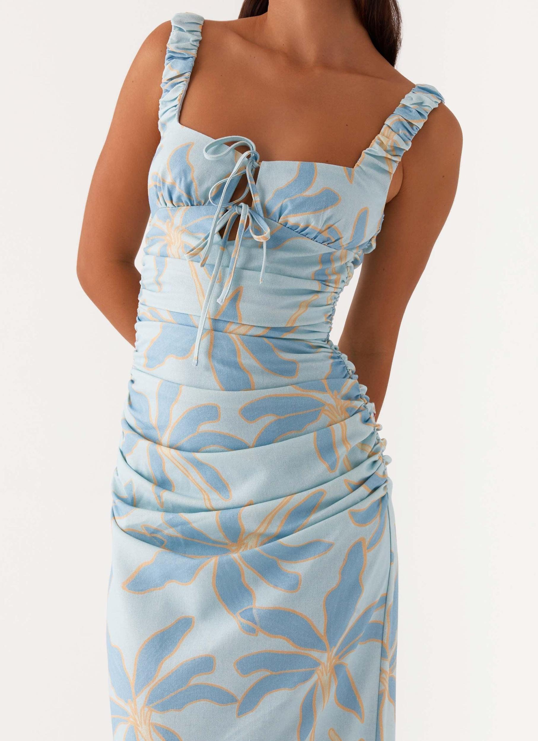 Cosmic Love Ruched Maxi Dress - Opulent Blue Product Image