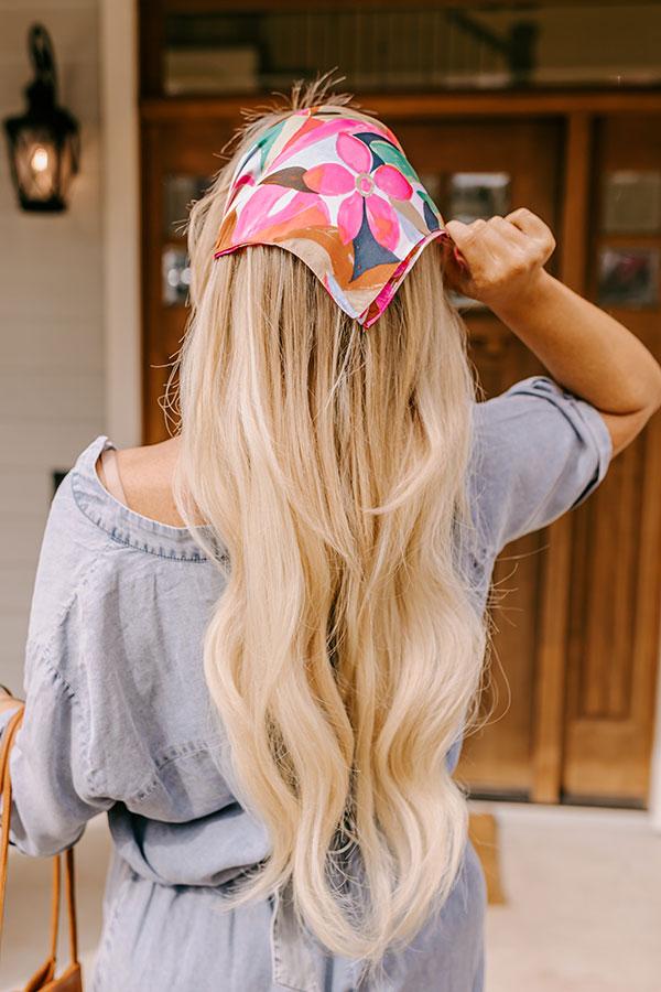 Bloom With A View Satin Scarf In Hot Pink Product Image