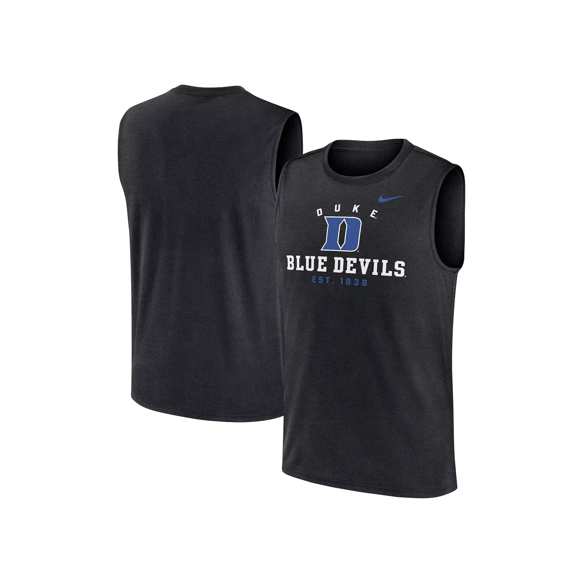 Men's Nike Black Duke Blue Devils Primetime Legend Lock Up Performance Muscle Tank Top,  Product Image