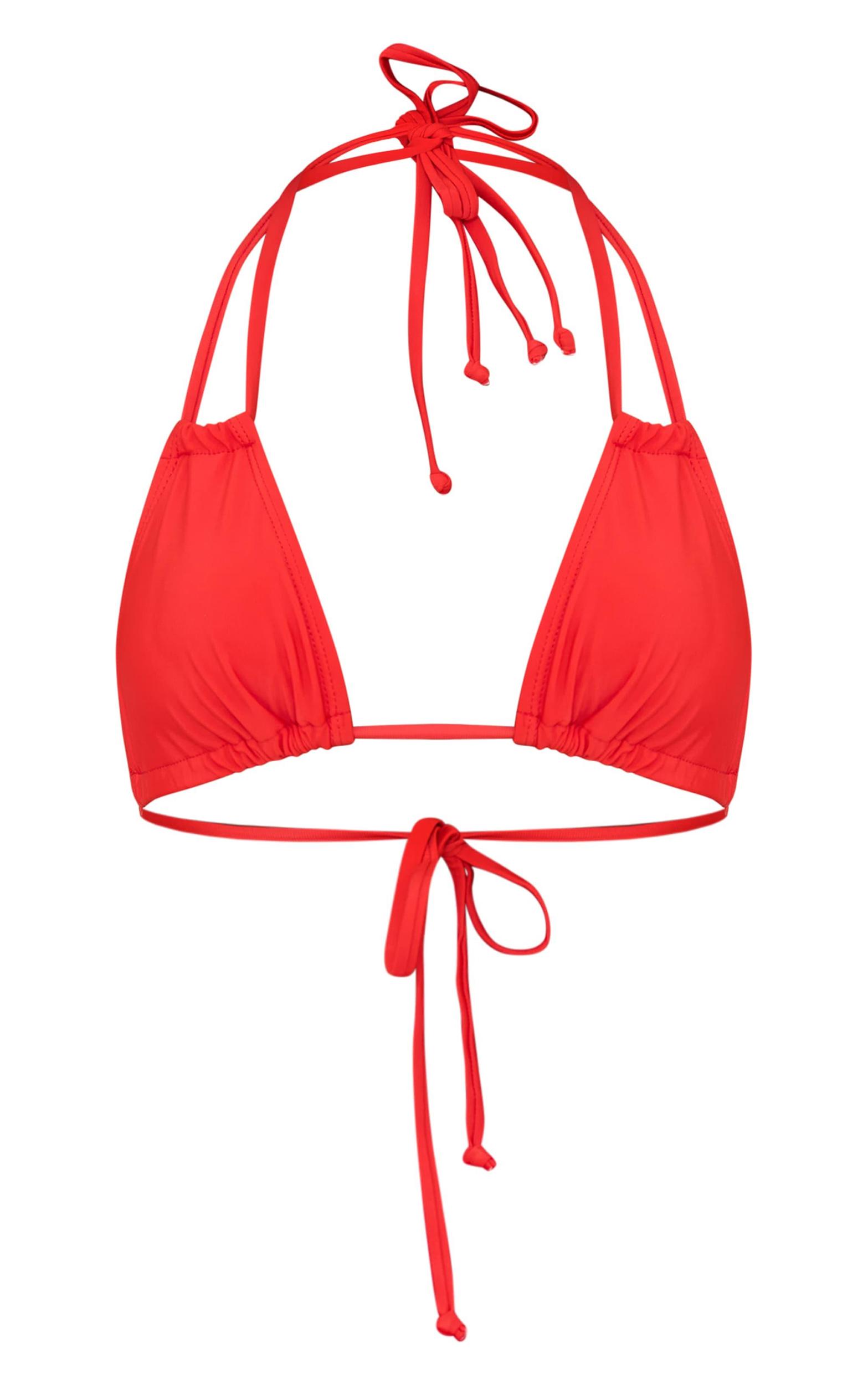 Red Mix & Match Halterneck Mini Ruched Triangle Bikini Top Product Image
