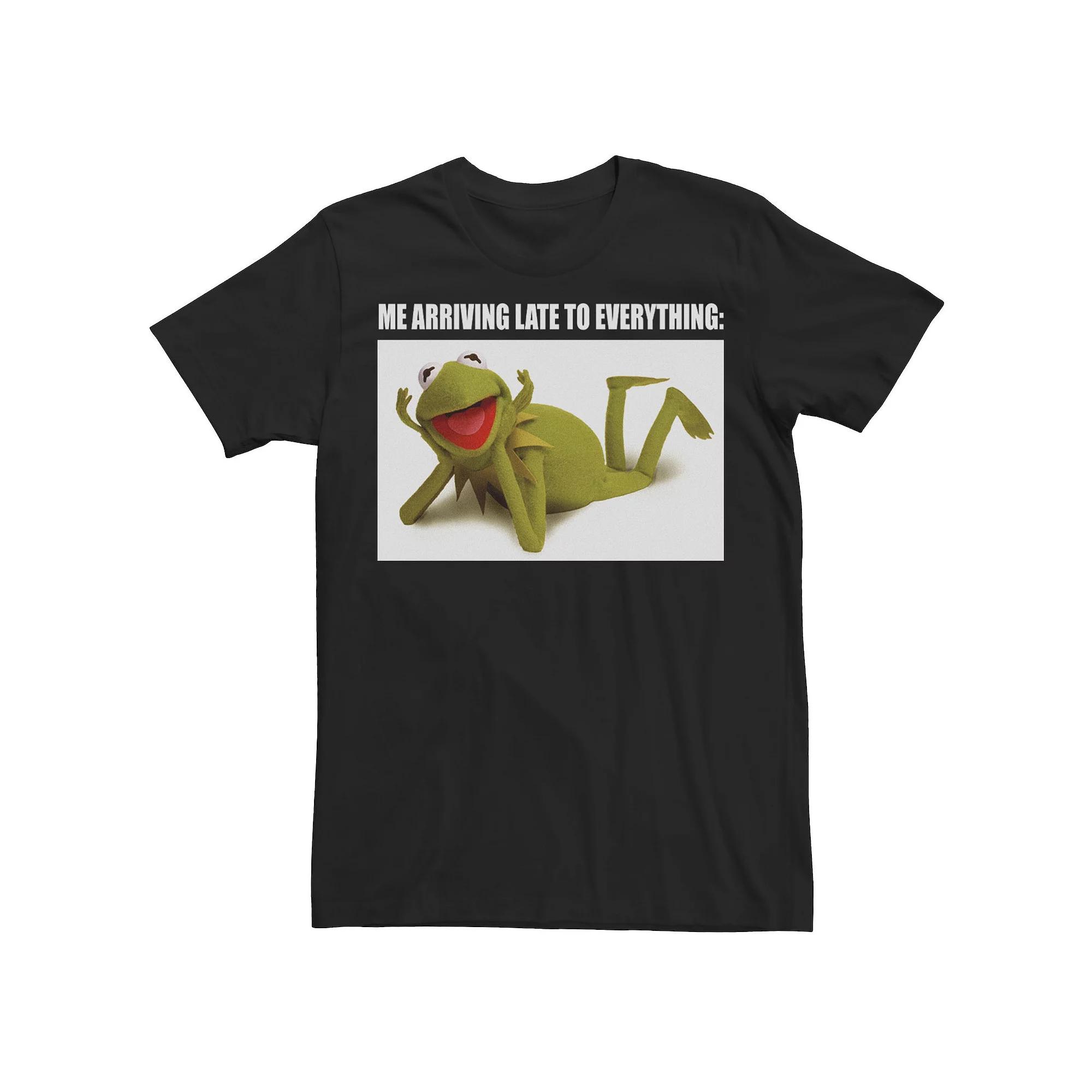 Big & Tall Disney The Muppets Kermit "Me Arriving Late To Everything" Meme Tee, Men's,  Product Image