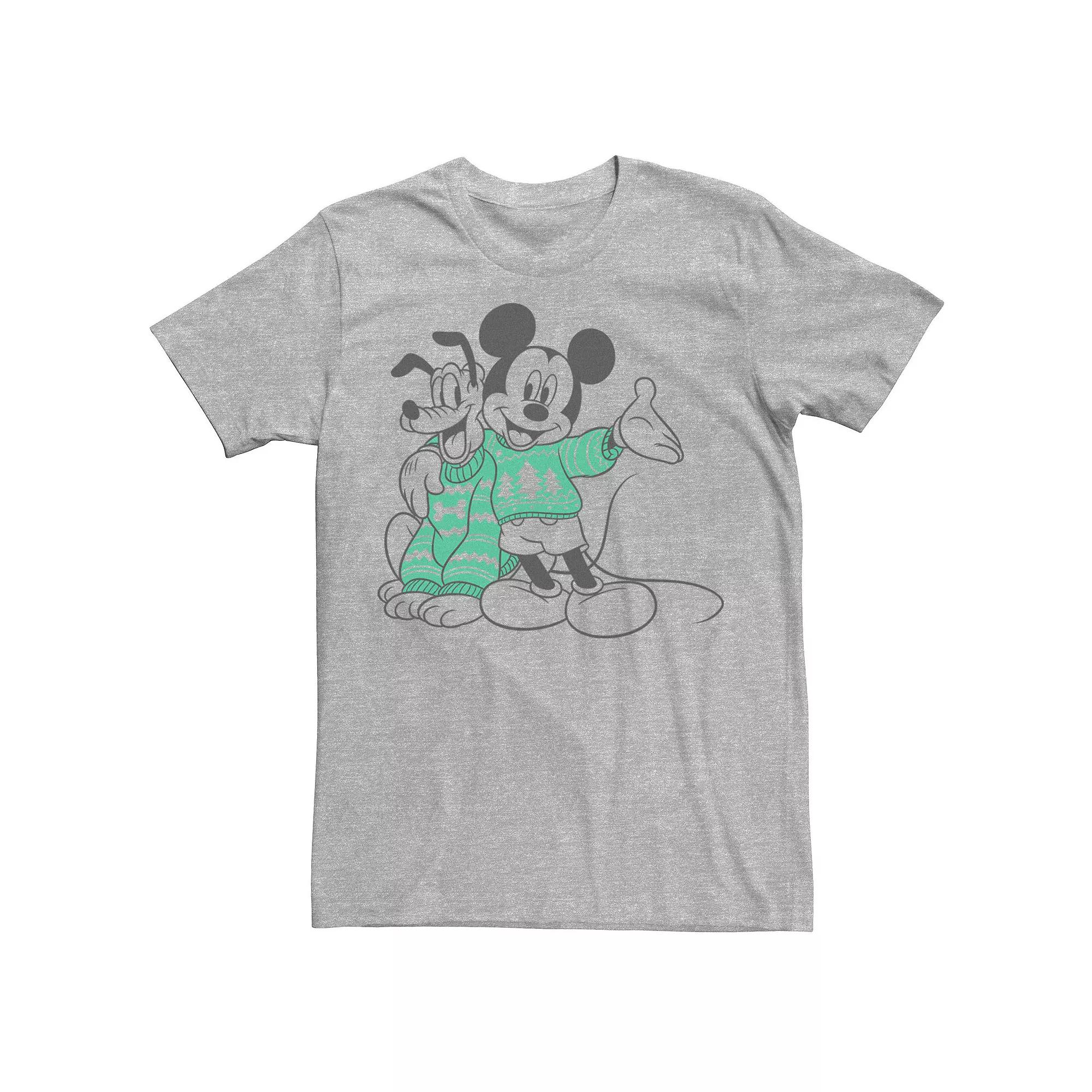 Disney's Mickey And Pluto Christmas Outline Men's Tee,  Product Image
