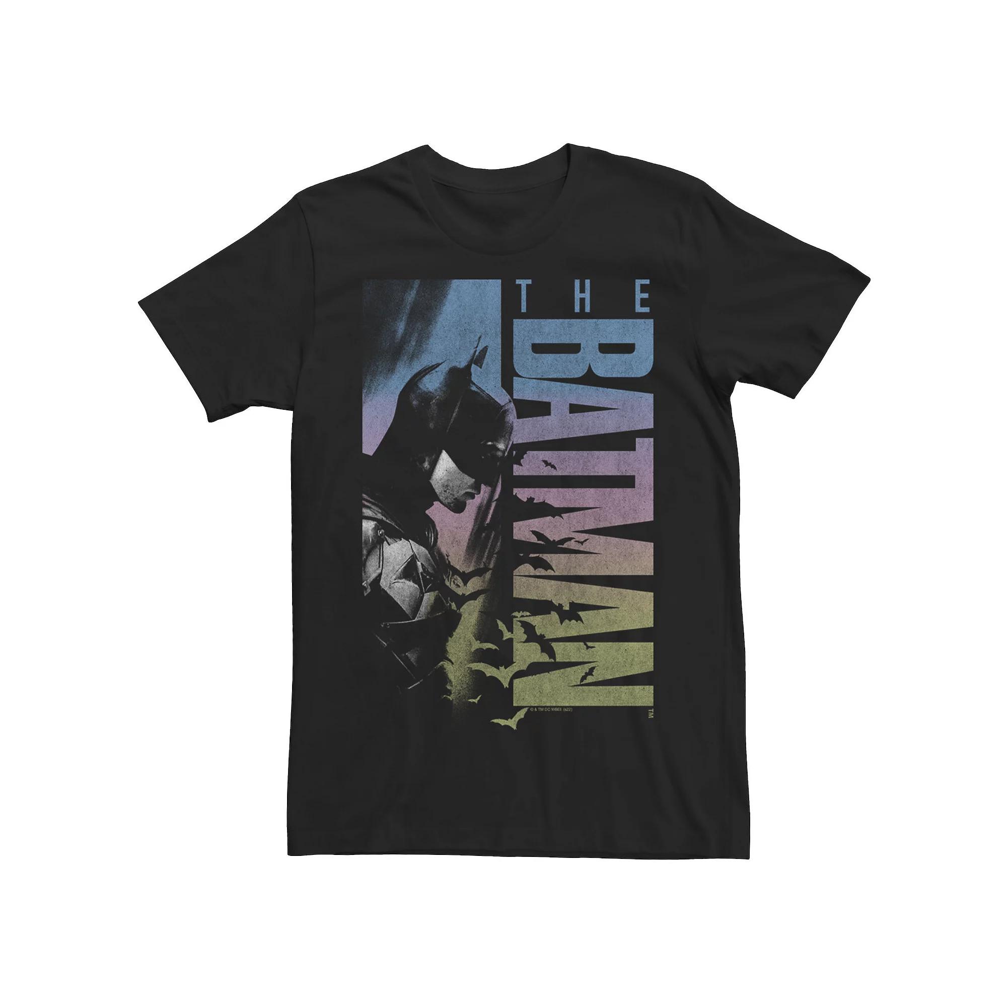Men's DC Comics The Batman Distressed Rainbow Poster Tee,  Product Image