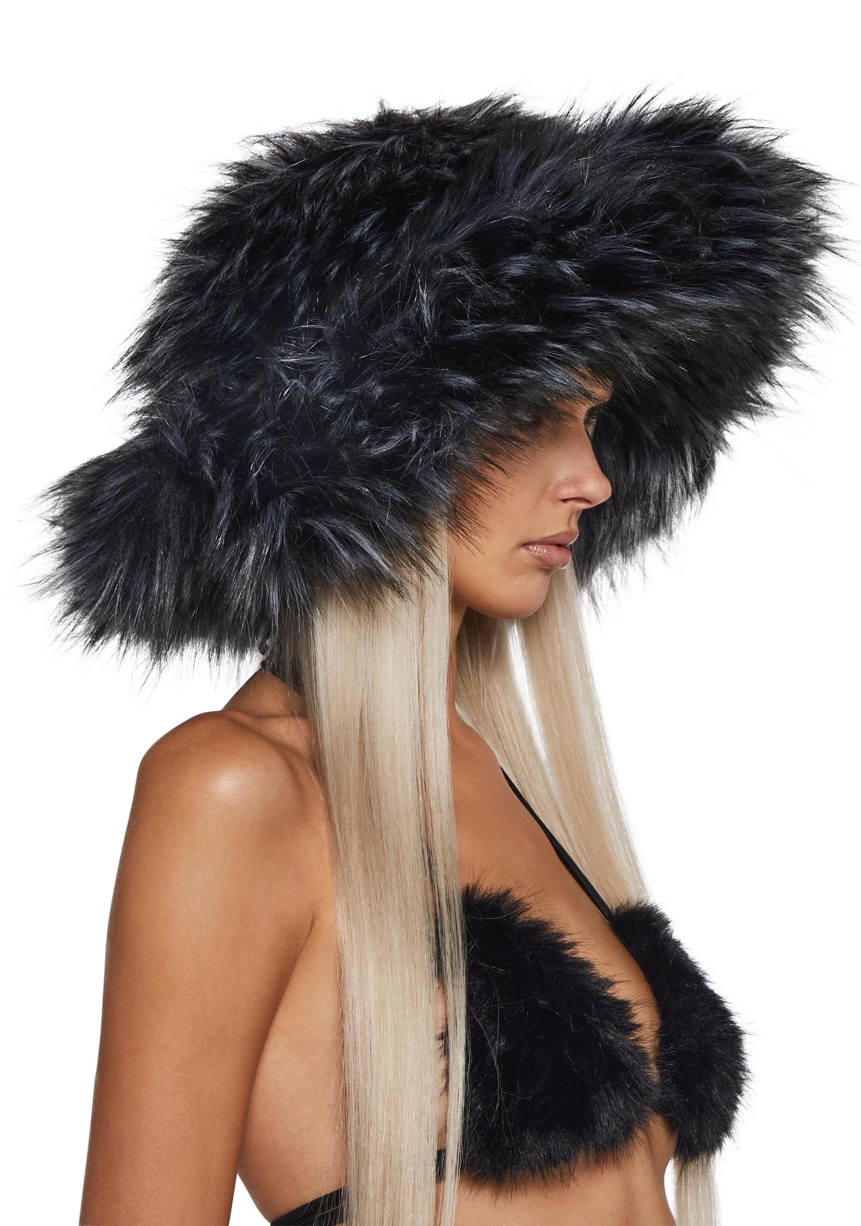 Darker Wavs Faux Fur Oversized Bucket Hat - Gray Product Image