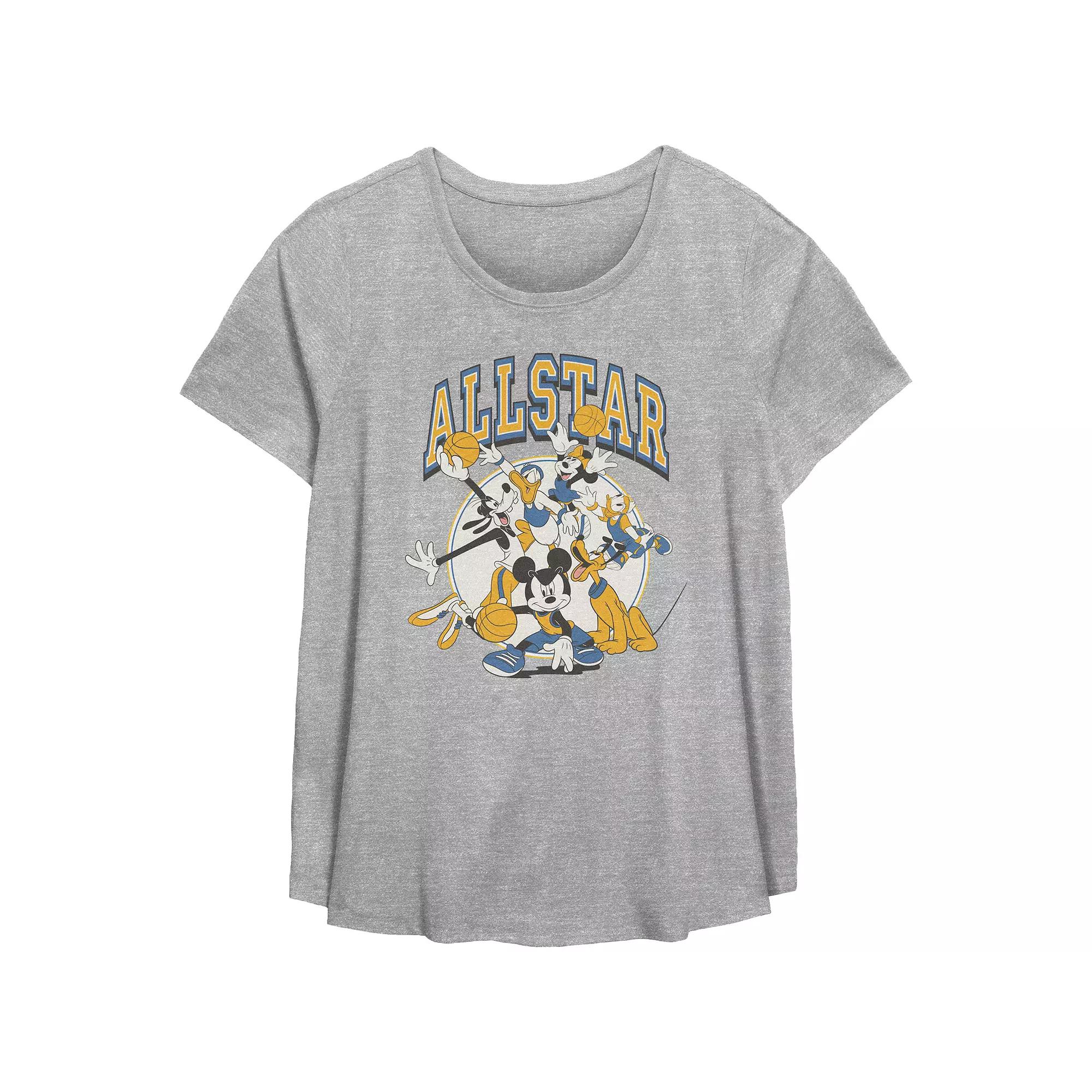 Disney's Mickey Mouse And Friends AllStar Plus Size Flowy Graphic Tee, Women's, Size: 2XL, Grey Gray Product Image