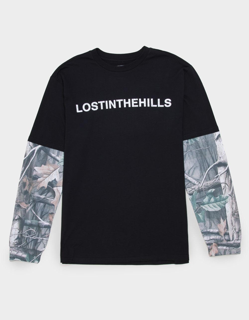 LOST IN THE HILLS Mens Long Sleeve 2fer Tee - BLACK Product Image