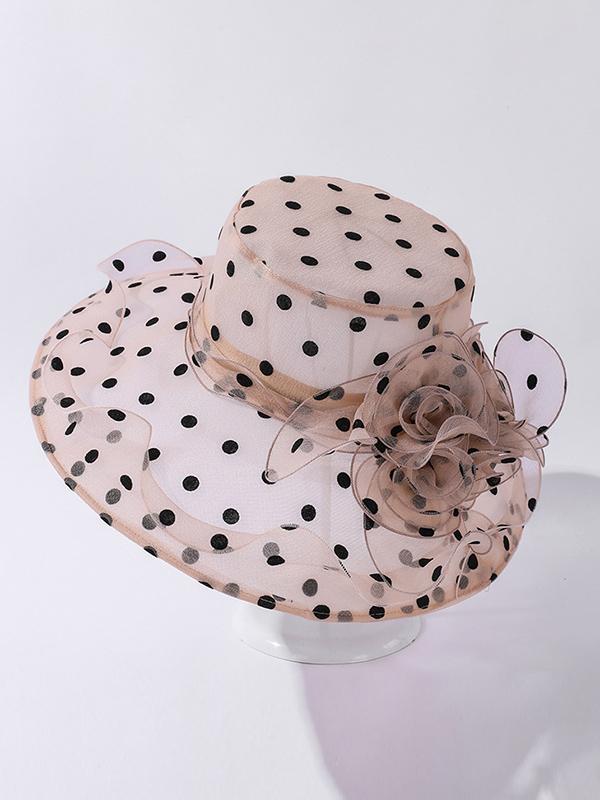 Flower Shape Gauze Polka Dot See-Through Split-Joint Sun Hat Product Image