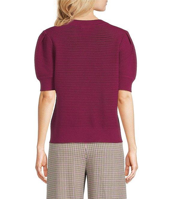 Investments Petite Size Novelty Short Sleeve Crew Neck Sweater Top Product Image