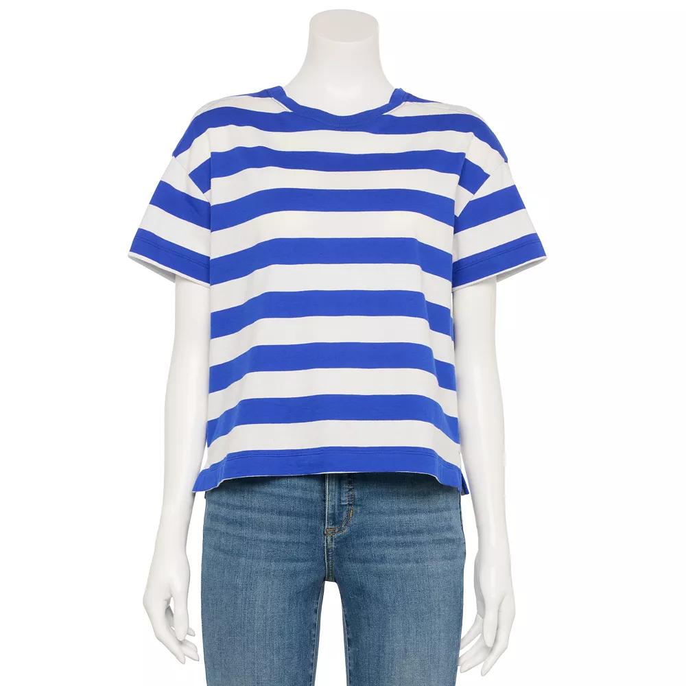 Women's Sonoma Goods For Life® Adaptive Boxy T-Shirt, Size: Medium, White Blue Stripe Product Image