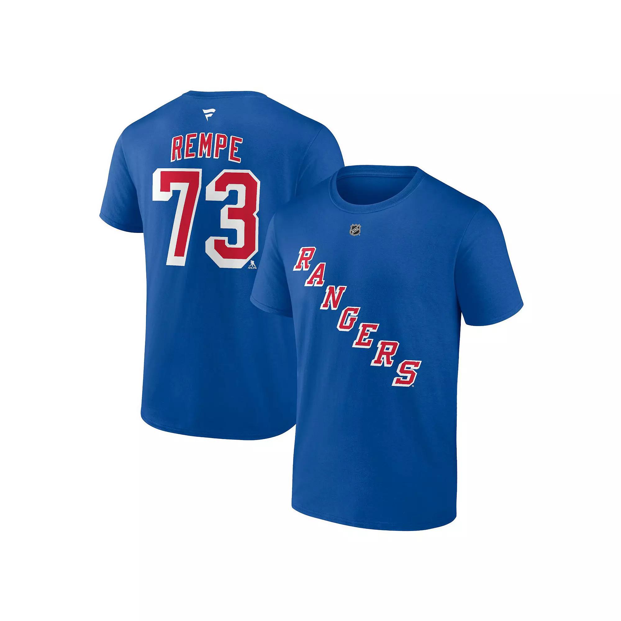 Men's Fanatics Matt Rempe Blue New York Rangers Authentic Stack Name & Number T-Shirt,  Product Image