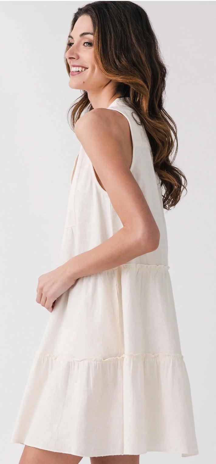 Elan Split Neck Tiered Dress Product Image