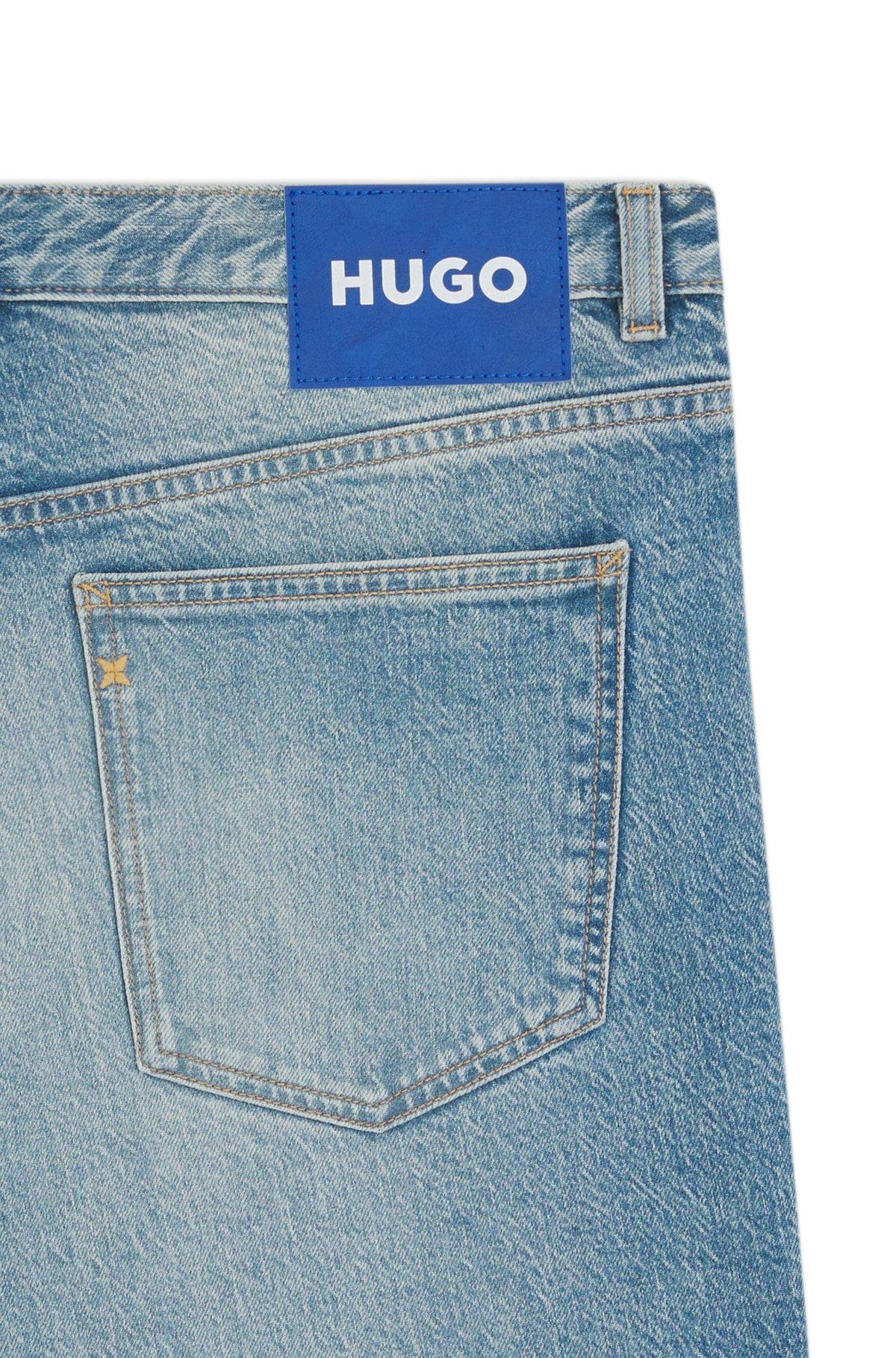 Tapered-fit jeans in green-cast stretch denim Product Image